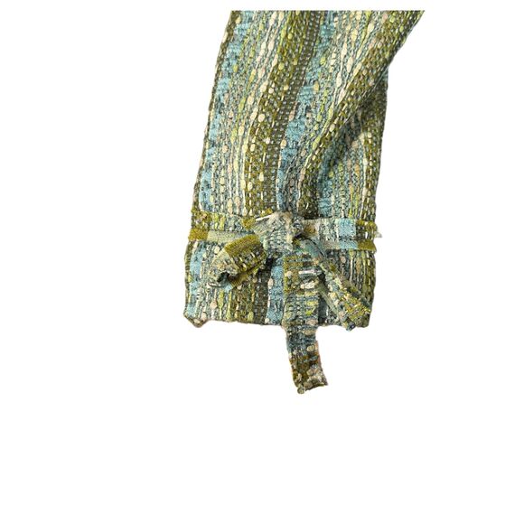 ECI Tweed Bucle Green Blue Cropped Blazer jacket Women's Size 10 - Picture 5 of 7